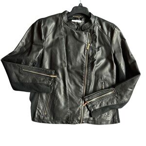 Calvin Klein Black Leather Jacket XL NWT
